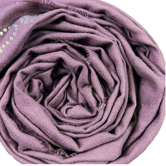 Bebe Cozy Soft Raw Edge Rhinestone Crystal Logo Scarf 68X20 Maroon Purple 68X20 - Picture 1 of 14